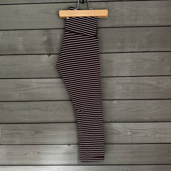 Lululemon Wunder Under Crop High-Rise Maroon White Stripes Size 4 - Picture 5 of 10